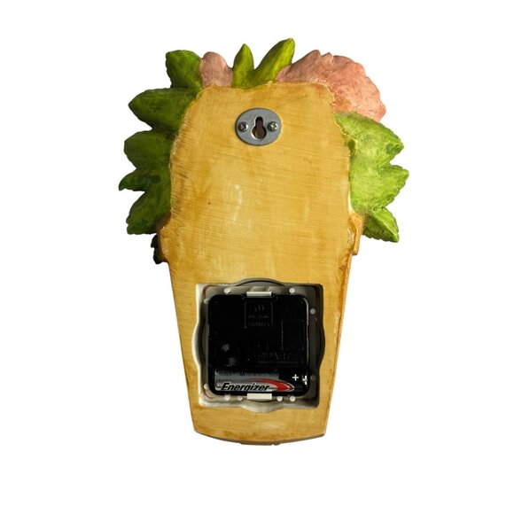 Wall Clock In Flower Pot Design With Multicolor Flowers Decorative Timepiece - Picture 7 of 7